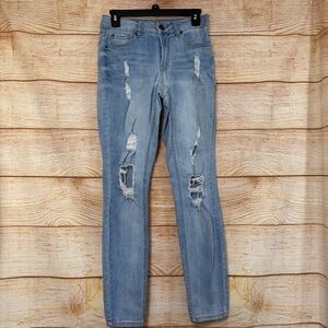 Refuge Skinny Denim‎ Jeans Womens Size 2 Blue Low Rise Distressed
